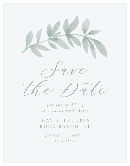 Family and friends are sure to mark their calendars for your wedding when they see our Flowing Ferns Save the Date Cards.