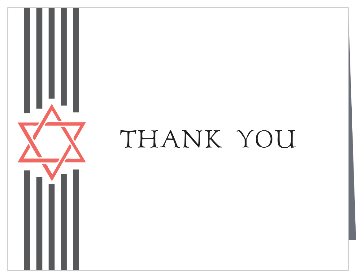 Trailing Ribbons Bar Mitzvah Thank You Cards
