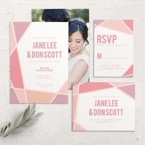 Geometric Frame Wedding Invitations