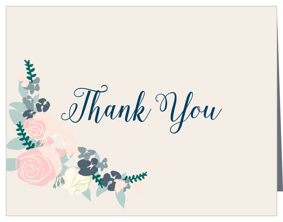 Illustrated Corner Wreath Wedding Thank You Cards