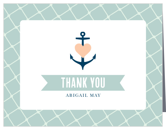 Anchors aweigh! This cute little nautical Anchored Waves Bridal Shower Thank You Card is perfect for expressing your thanks to friends and loved ones. 