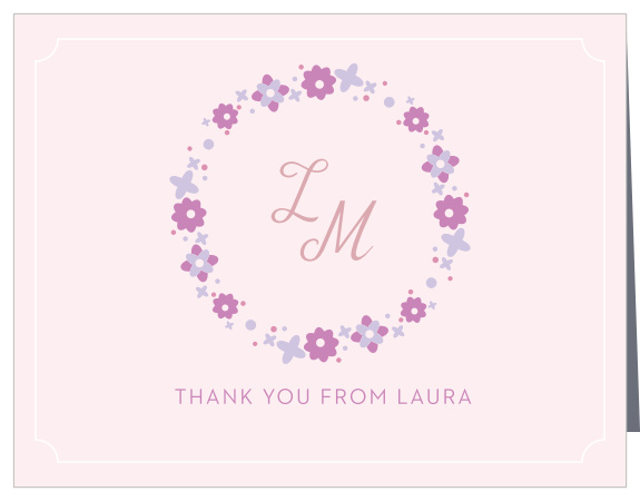 Cute and simple, the Flower Wreath Bridal Shower Thank You Card is sure to be a hit amongst family and friends! Customize the font, text and colors of this design! 