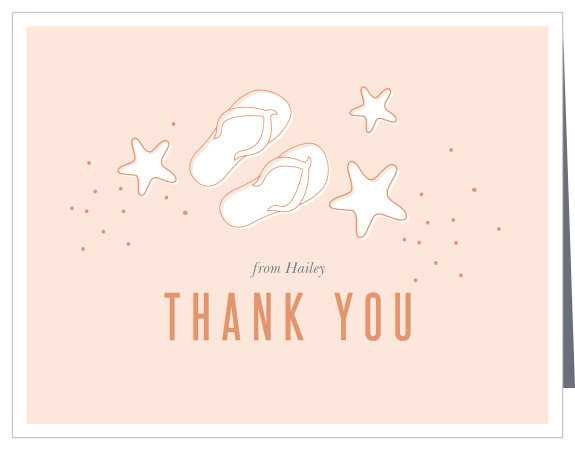 With super cute sandals and starfish, the Sandy Beaches Bridal Shower Thank You Cards will sure be a hit!  Customize the fonts, text, colors - everything! 
