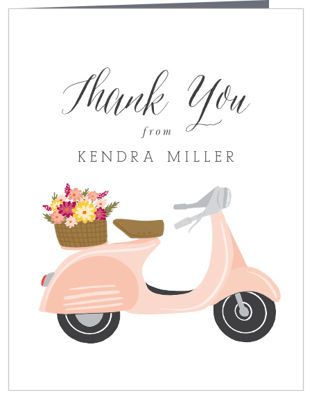 Beep Beep! The Floral Scooter Bridal Shower Thank You Cards are here to help you express your love and gratitude to family and friends! Customize the fonts, text, colors - everything! 