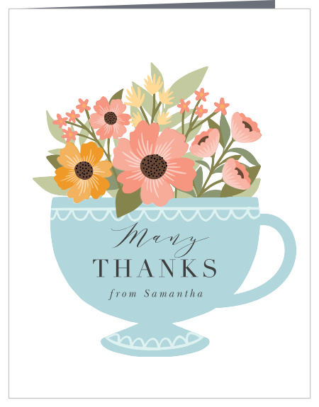Adorned with a large tea cup, the Tea Party Bridal Shower Thank You Card is sure to be a hit amongst family and friends. Completely customizable, too! 