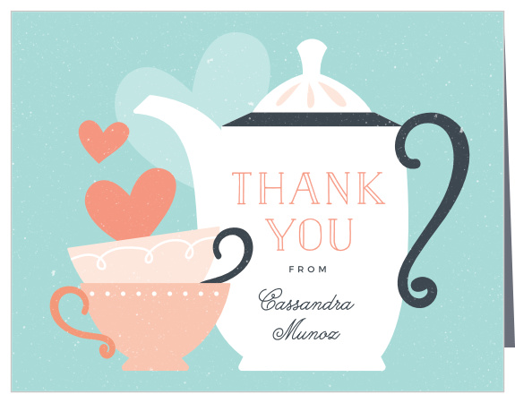 With an adorable tea pot and cups, the Tea Set Bridal Shower Thank You Card is a charming and fun way to express your gratitude to friends and loved ones. Completely customizable, too! 