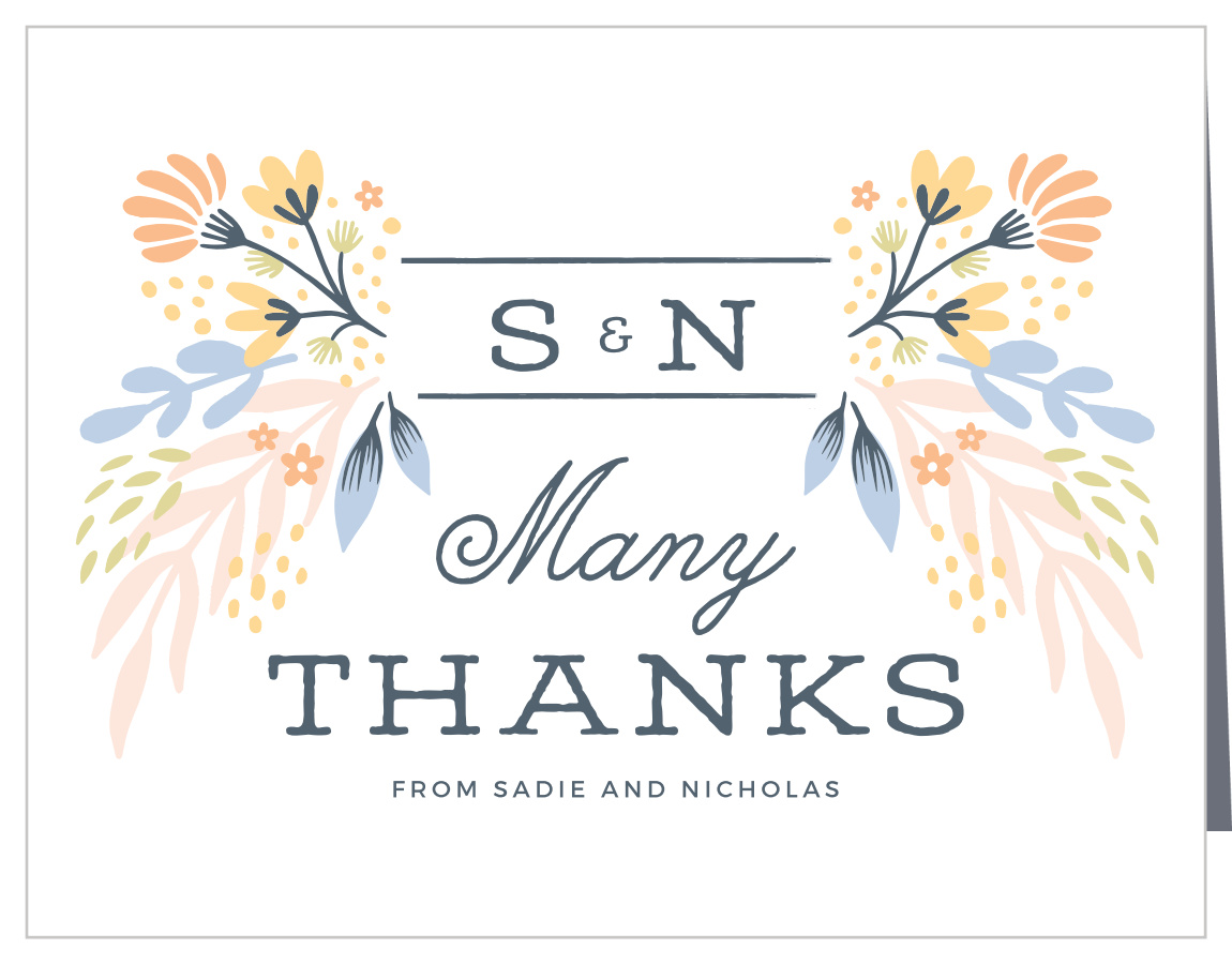 Monogram Banner Bridal Shower Thank You Cards