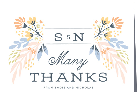 Express gratitude for the support of loved ones on your special day with our Monogram Banner Bridal Shower Thank You Cards. 