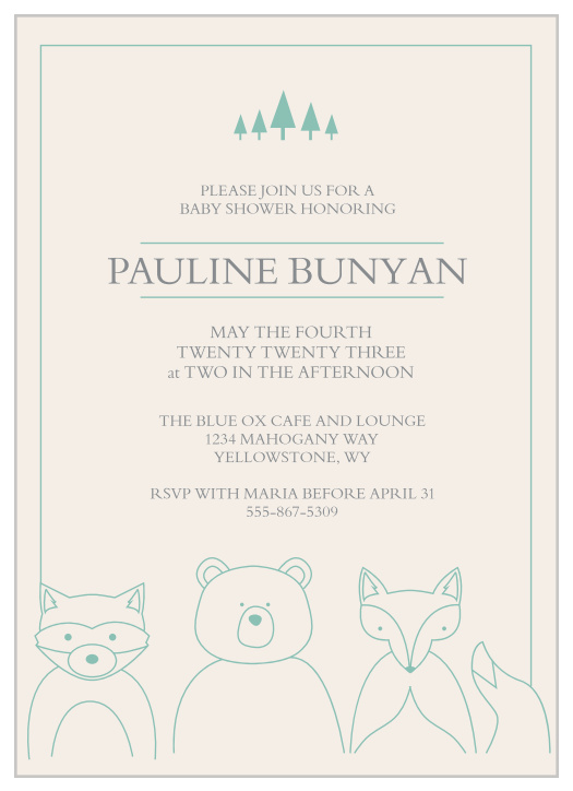 Woodland Outline Baby Shower Invitations