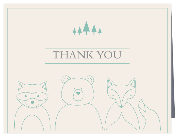 Woodland Outline Baby Shower Thank You Cards