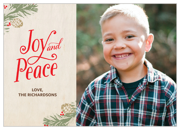 The Rustic Joy Holiday Card allows you to show off your favorite photo along side an unique pine branch banner. Customize each and every element to create the perfect holiday card this season. 