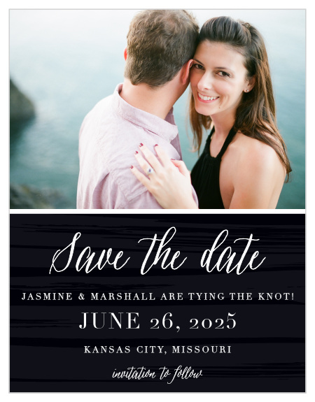 Stay ahead of wedding trends with the Haute Couture Save-the-Date Cards from the Love Vs Design Collection at Basic Invite. 