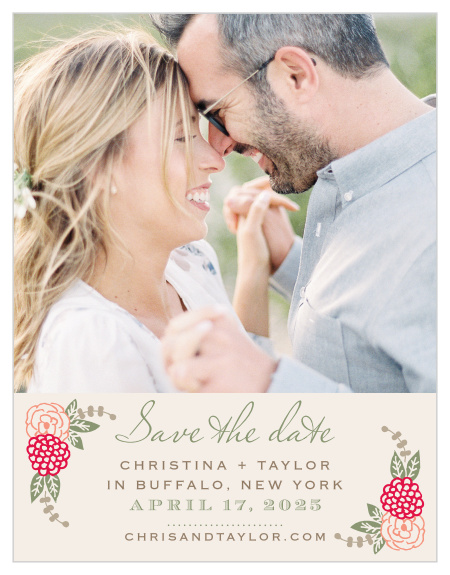Bunches of charming blooms accent your text on the Floral Chic Save-the-Date Cards. 