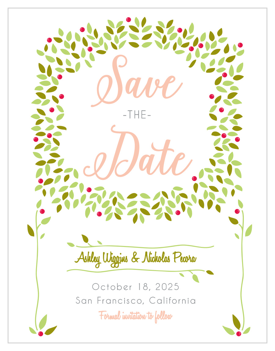 Blushing Wreath Save the Date Magnets
