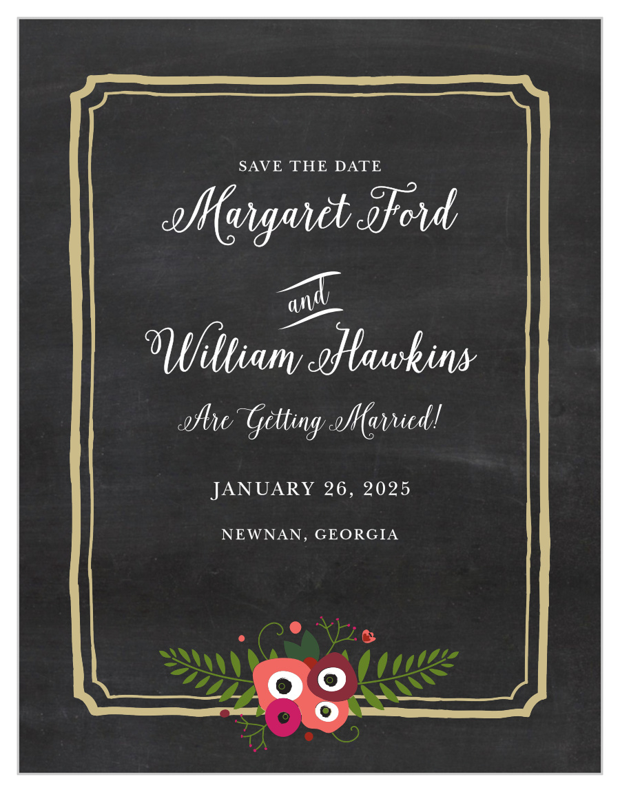 Chalkboard Blossom Save the Date Magnets