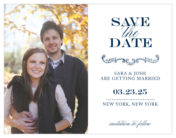 Ornate embellishments and a simple dotted line gives the Victorian Luxe Save-the-Date Magnets a sumptuous feel. 