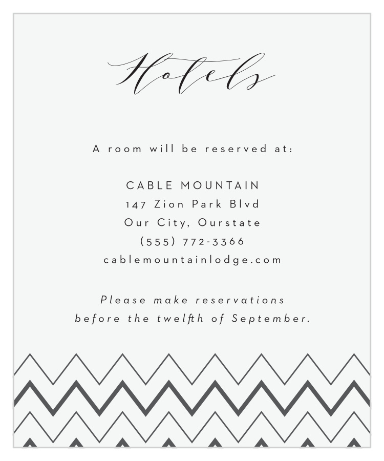 Chevron Ornamental Frame Accommodation Cards