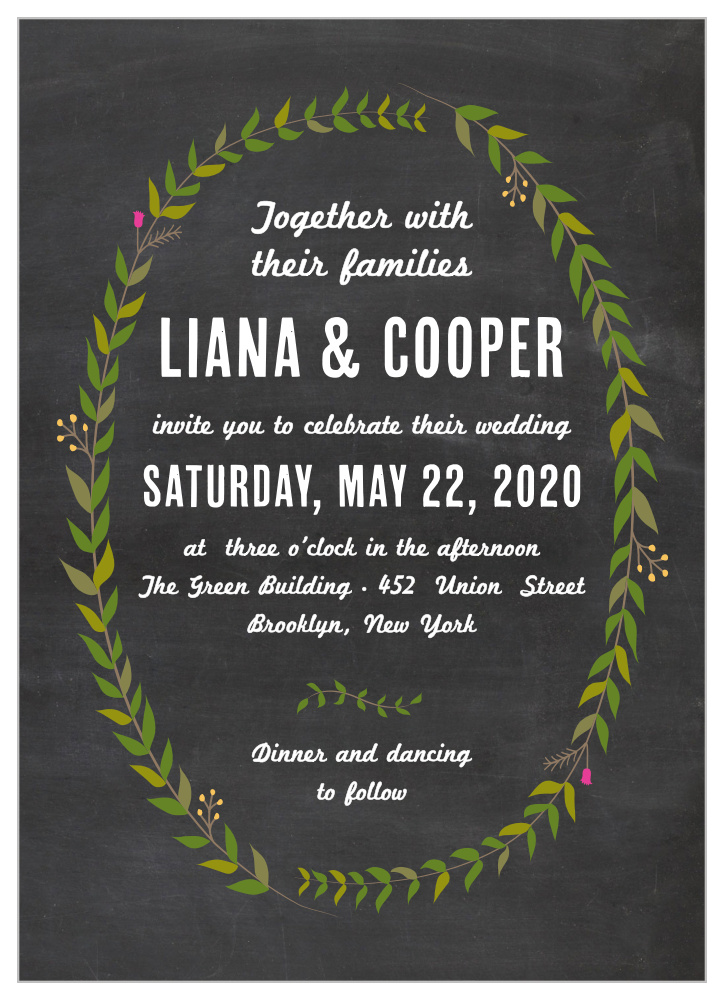 Chalkboard Wreath Wedding Invitations