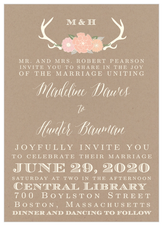 Blooming Antlers Wedding Invitations