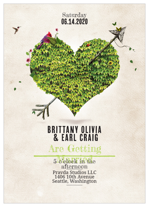 Heart Shrubbery Wedding Invitations
