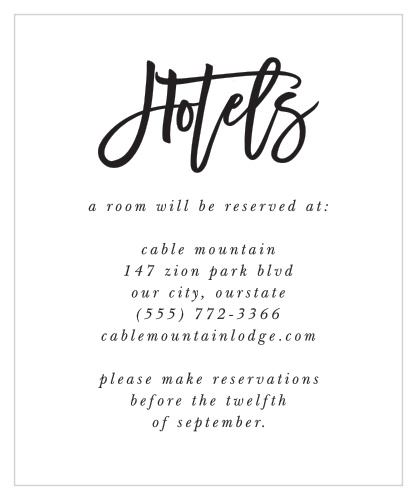 Sweet Simplicity Accommodation Cards