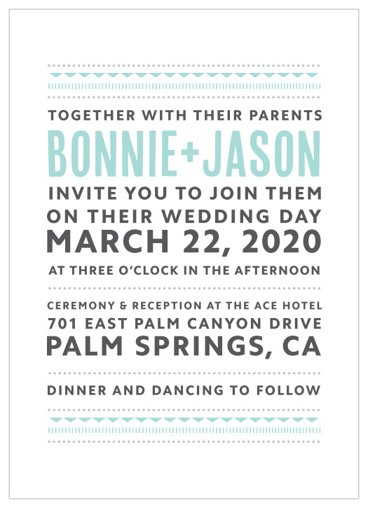 Deco Charm Wedding Invitations dispense with distracting graphics, focusing instead on the subtleties of your words themselves.