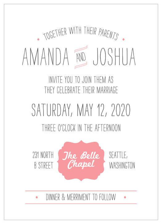 Our Simple Seal Wedding Invitations are your badge of honor: with an ornate symbol, stylishly simple designs spread throughout, and a playfully exuberant typeface in a classic gray, few things can better represent the joy you experience when together.