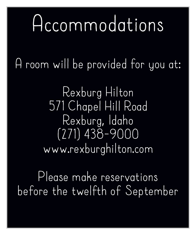 Sweet Affection Accommodation Cards