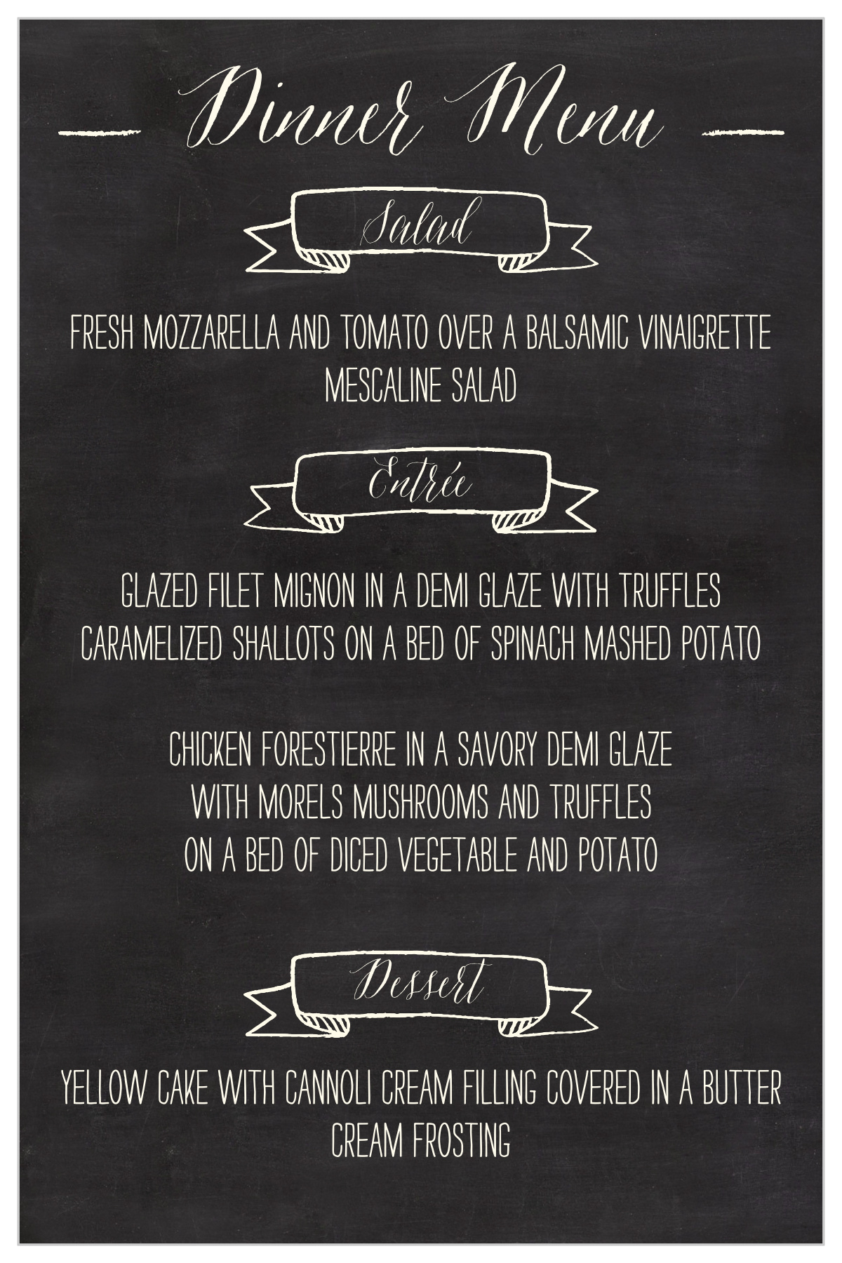 Chalkboard Lettering Wedding Menus