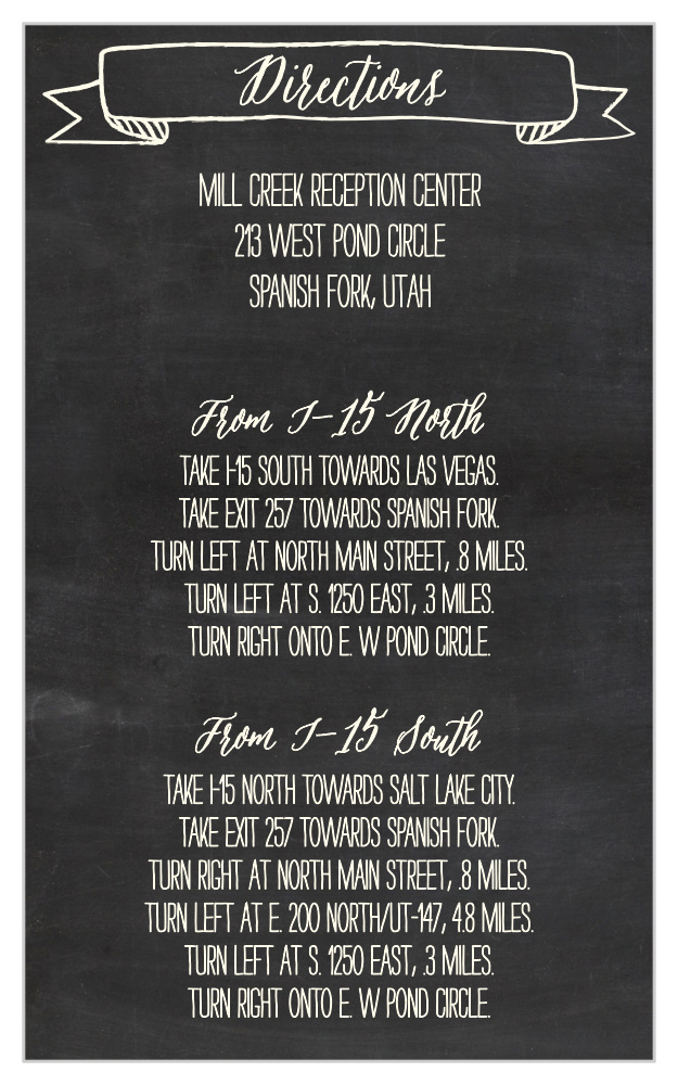 Chalkboard Lettering Direction Cards