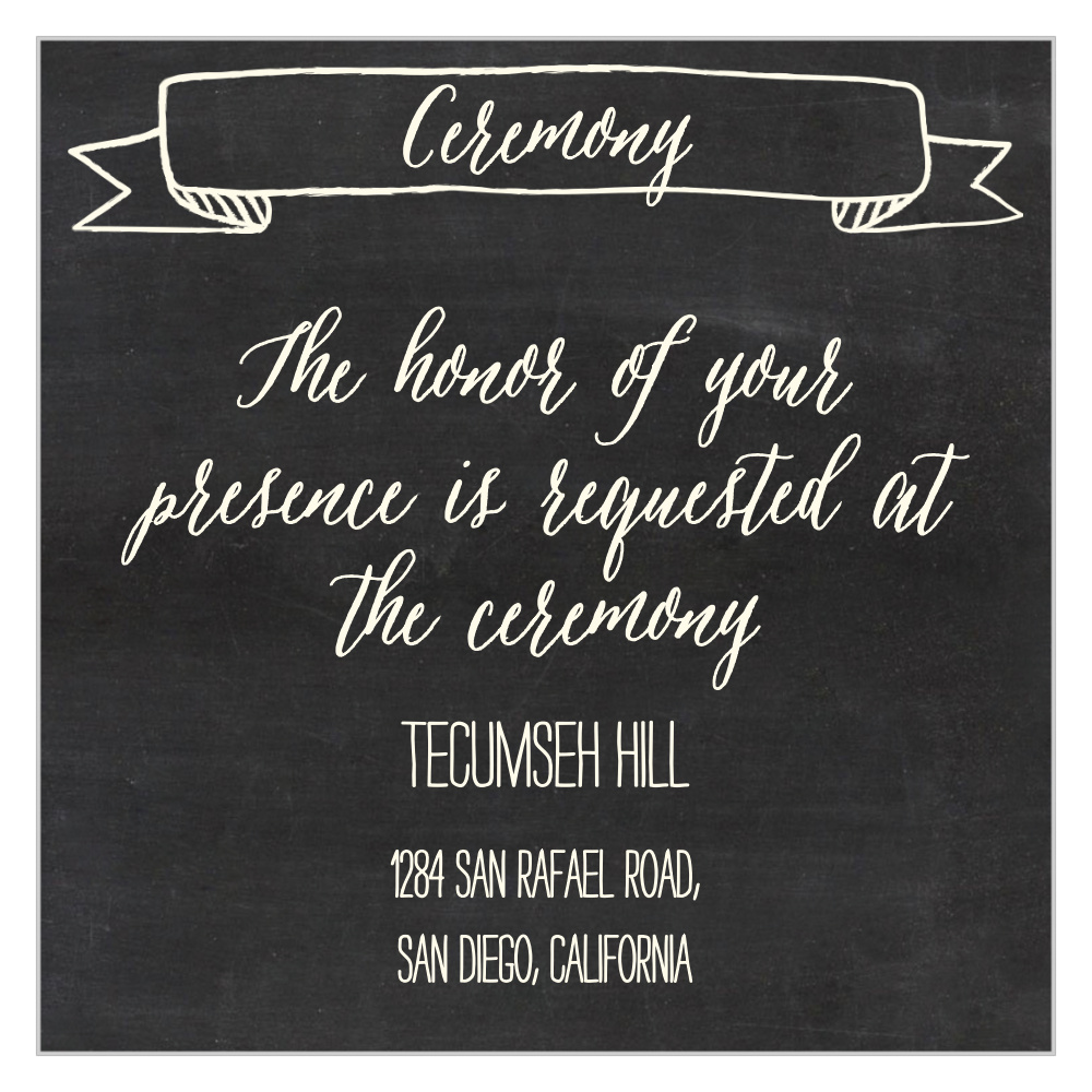 Chalkboard Lettering Ceremony Cards