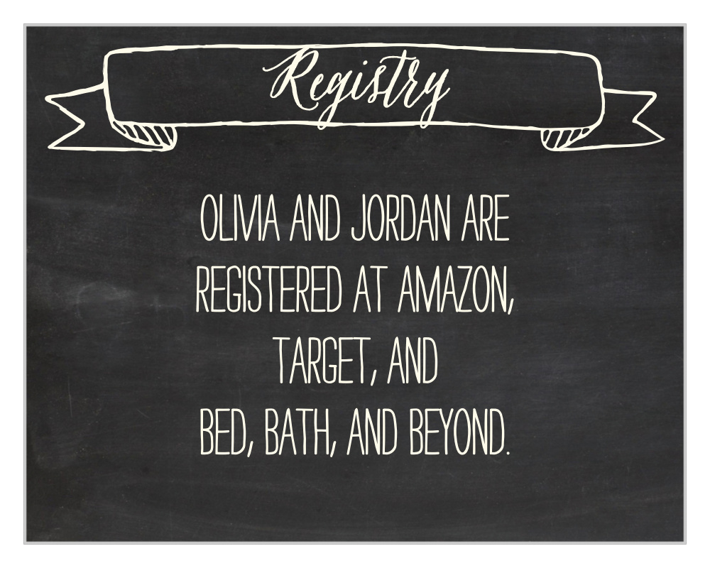Chalkboard Lettering Registry Cards