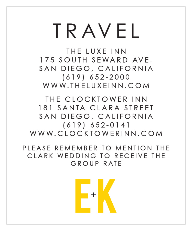 Your Initials Accommodation Cards
