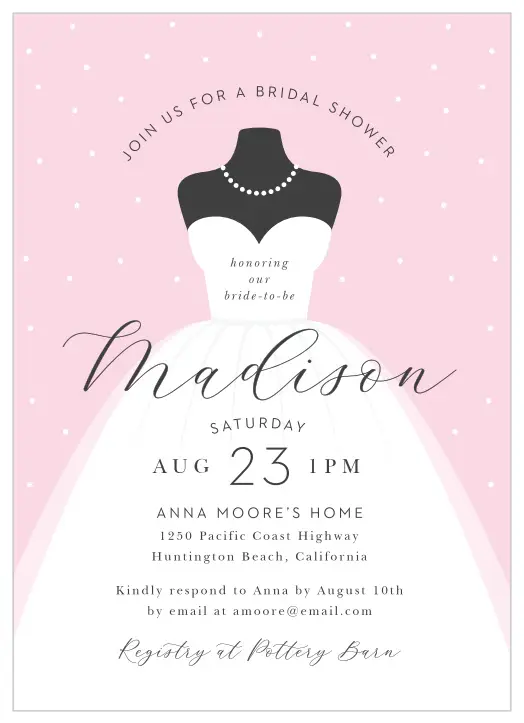 Our Wedding Dress Bridal Shower Invitations are elegant and perfect for any wedding shower!