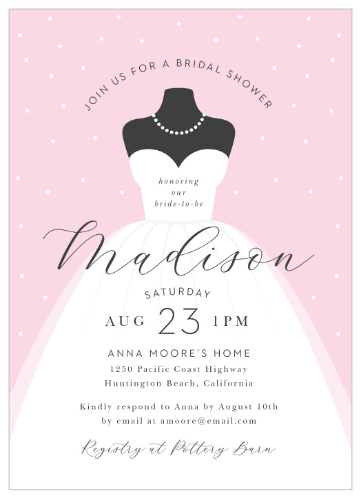 Our Wedding Dress Bridal Shower Invitations are elegant and perfect for any wedding shower!