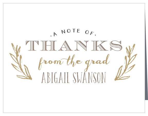 Sketched Laurels Graduation Thank You Cards