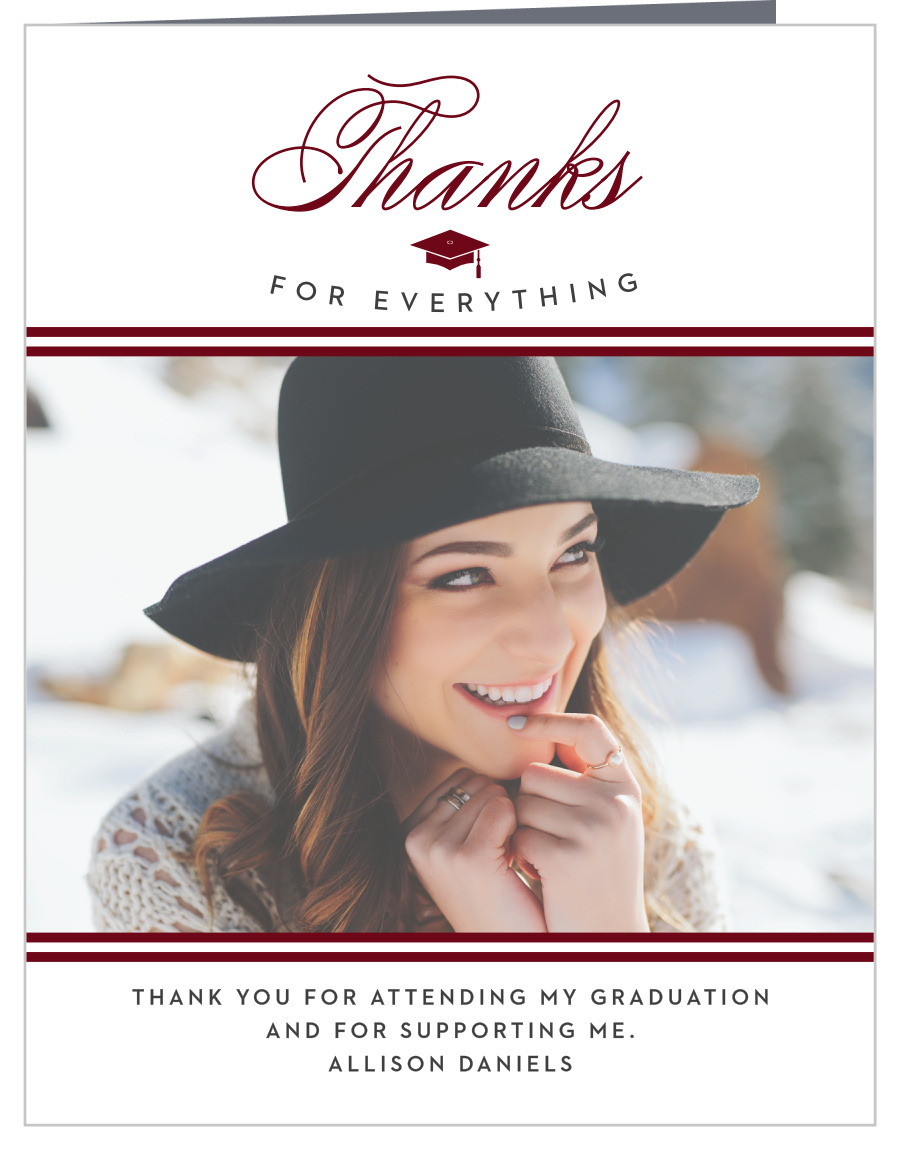 Cap & Stripes Graduation Thank You Cards