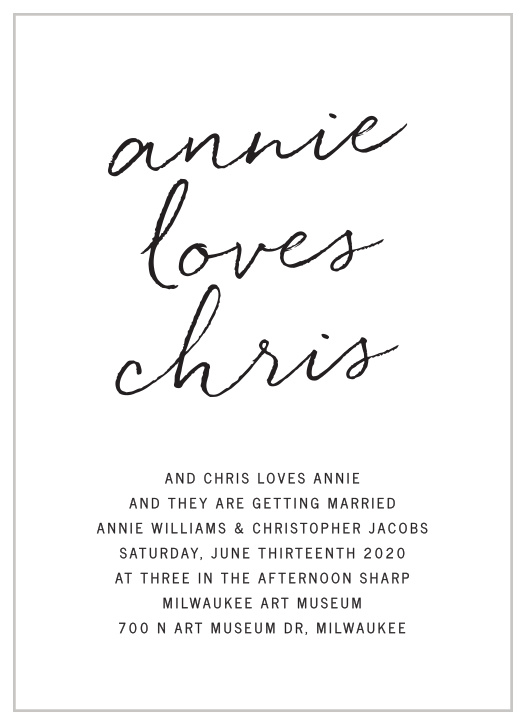 Simply chic is the best way to describe the Brush Script Wedding Invitations.