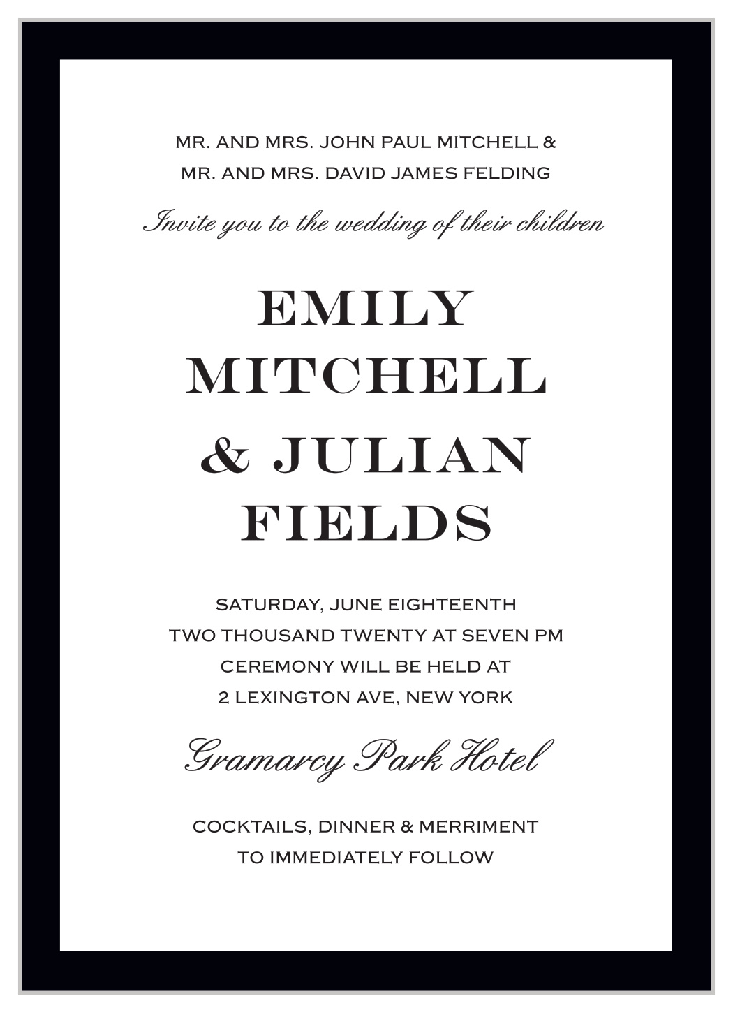 Classic Border Portrait Wedding Invitations 