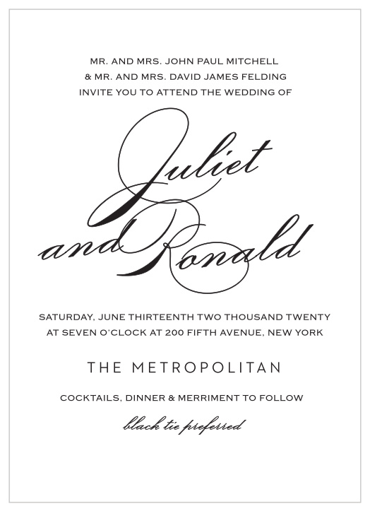 Classic Script Portrait Wedding Invitations