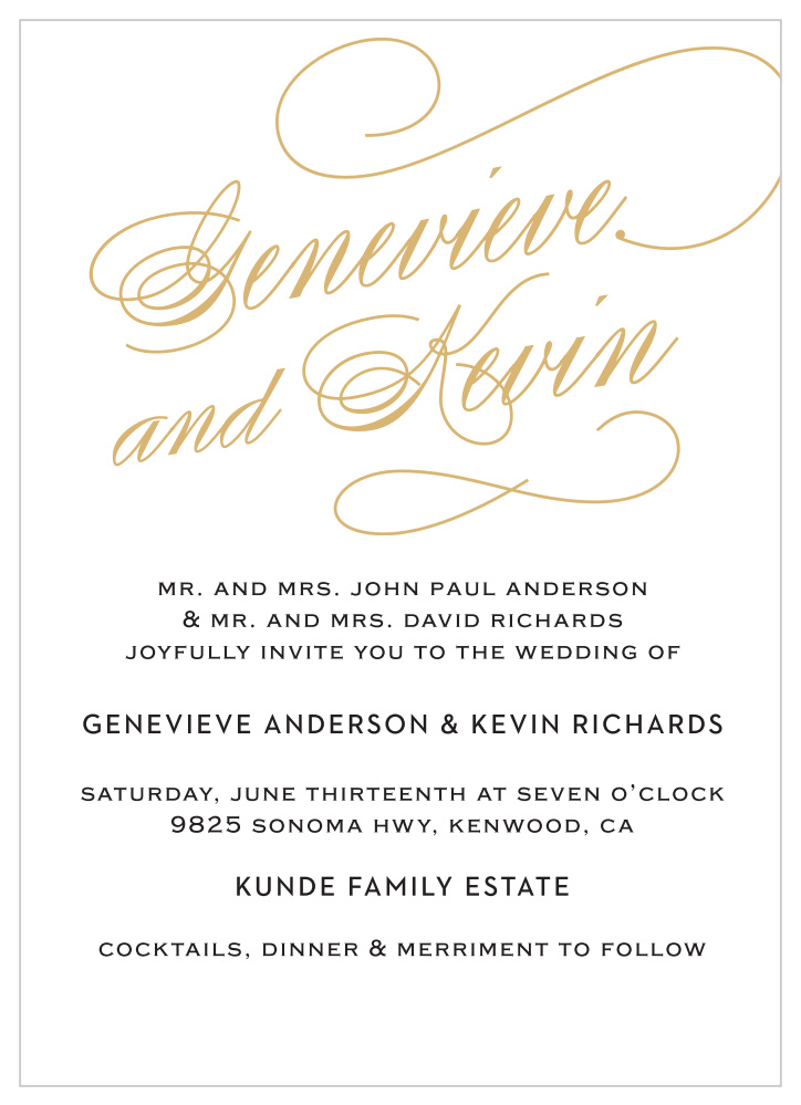 Glamorous Typography Wedding Invitations