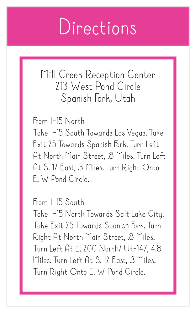 Uniquely Yours Direction Cards