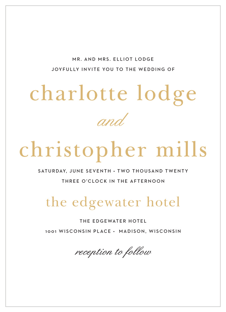Sophisticated Typography Portrait Wedding Invitations