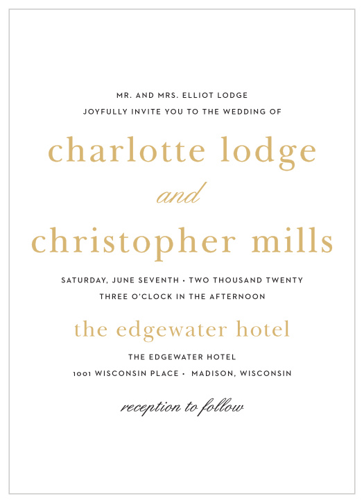 Sophisticated Typography Portrait Wedding Invitations