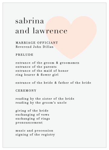 Make a bold impression with our Heart to Heart Wedding Programs. 