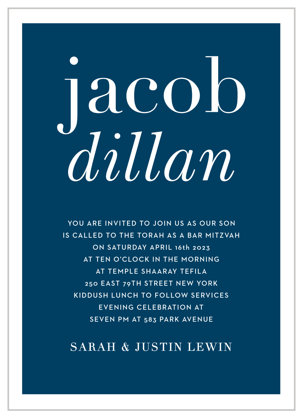 Bold Names Bar Mitzvah Invitations