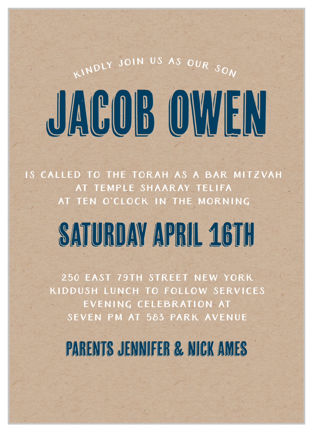 Rustic Kraft Bar Mitzvah Invitations