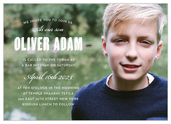 Take pride in your upcoming Bar Mitzvah with the Photographic Bar Mitzvah Invitations.