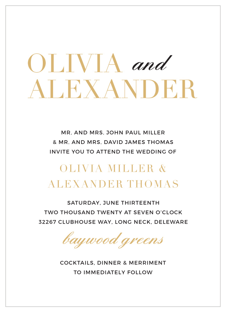 Minimalist Typography Portrait Wedding Invitations