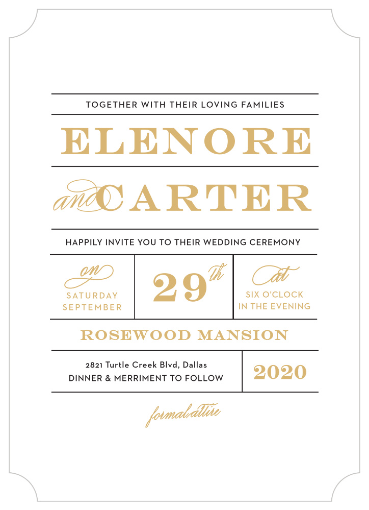 Vintage Ticket Wedding Invitations